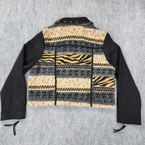 Oli Hali Jacket Womens Large Animal Print Moto Zip Biker Boho Aztec Southwestern - Picture 3 of 16